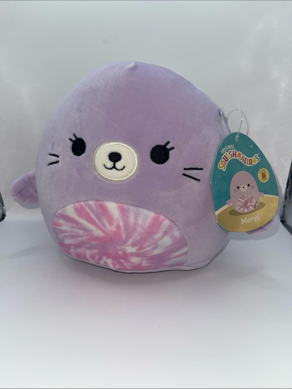 *ULTRA RARE* Squishmallows Meryl Seal Plush - Lavender with Pink Tie-Dye Belly
